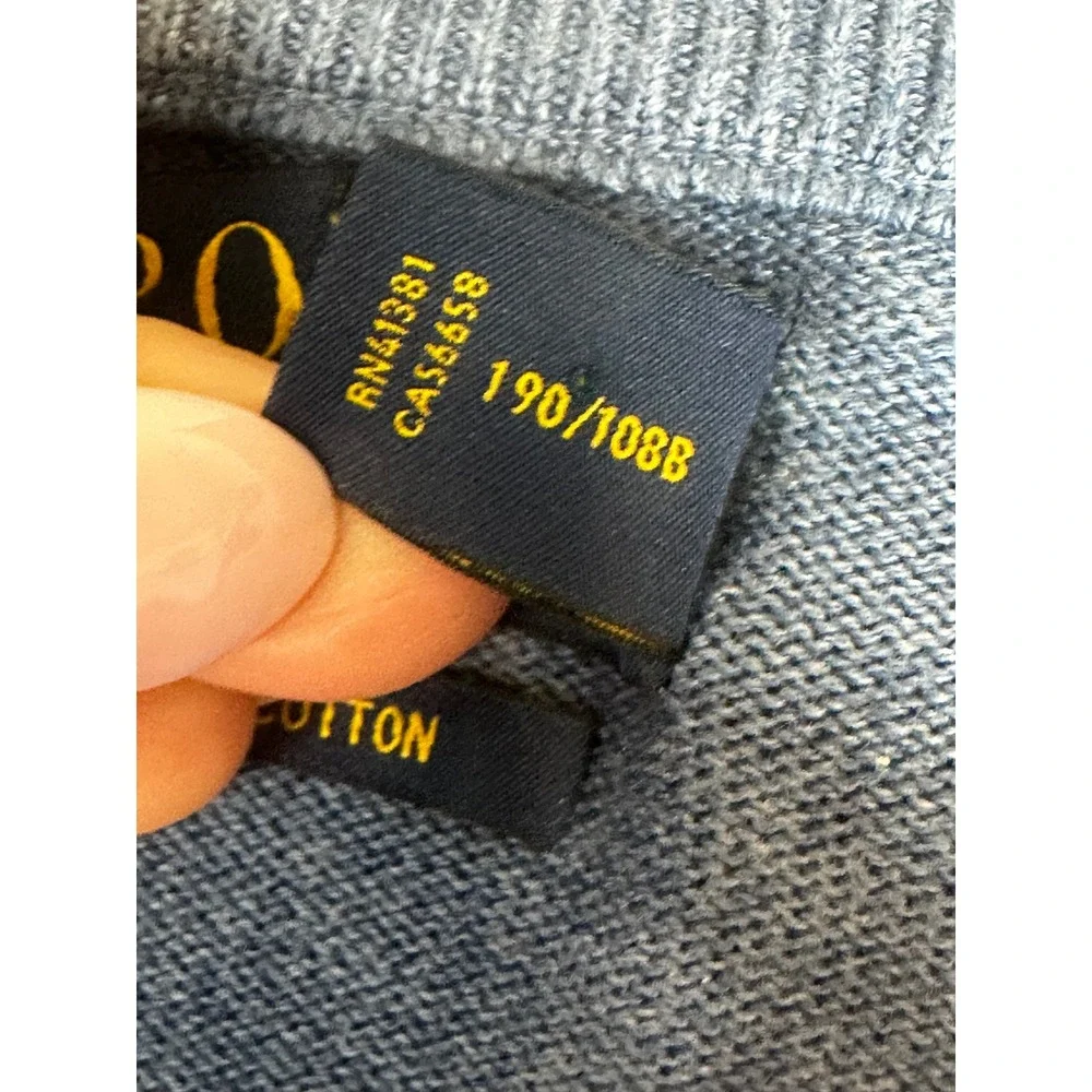 Polo Ralph Lauren V-Neck Sweater Mens XXL Blue Pima Cotton Pony Logo NWOT